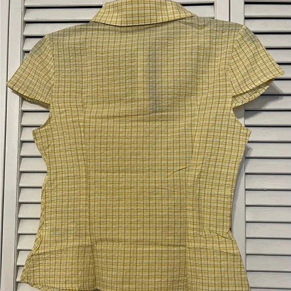 NWT Women’s Cider Tartan Yellow Check Pattern Button Up Shirt Sz S - Picture 4 of 7